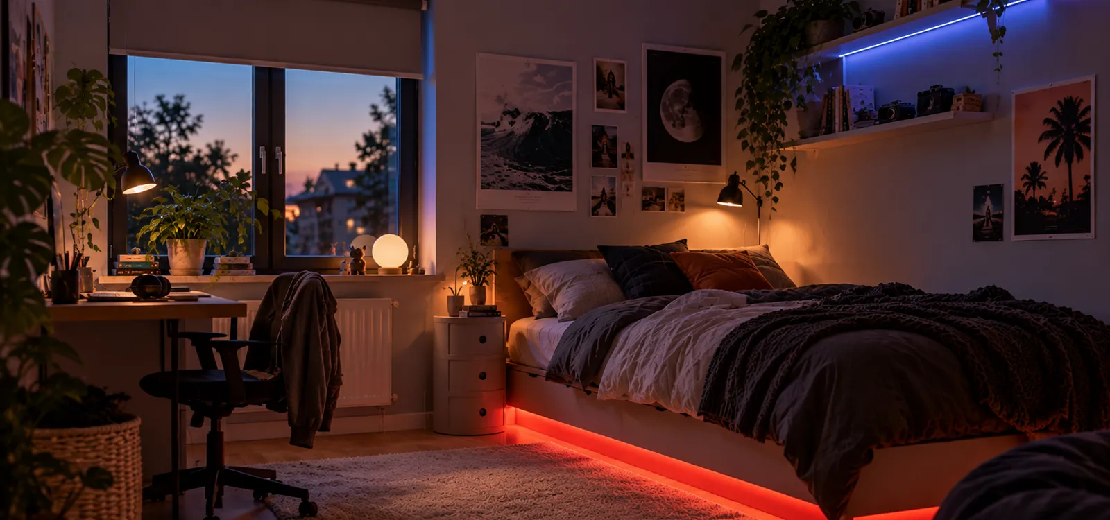 Tonårsrum med LED-lister belysning
